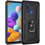 Wholesale Tech Armor Ring Grip Case with Metal Plate for Samsung Galaxy A21S (Black)